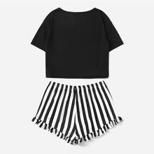 Load image into Gallery viewer, Graphics Tee &amp; Frilled Shorts Women Sleepwear Set (Sheiin®) - SAVE 50% TODAY ONLY