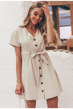 Load image into Gallery viewer, Women Cotton Linen Short Summer Dress (Simplee Korean Vestidos Dress®) - SAVE 50% TODAY ONLY