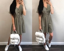 Load image into Gallery viewer, Women Cotton Linen Short Summer Dress (Simplee Korean Vestidos Dress®) - SAVE 50% TODAY ONLY