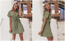 Load image into Gallery viewer, Women Cotton Linen Short Summer Dress (Simplee Korean Vestidos Dress®) - SAVE 50% TODAY ONLY