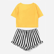 Load image into Gallery viewer, Graphics Tee &amp; Frilled Shorts Women Sleepwear Set (Sheiin®) - SAVE 50% TODAY ONLY
