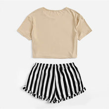 Load image into Gallery viewer, Graphics Tee &amp; Frilled Shorts Women Sleepwear Set (Sheiin®) - SAVE 50% TODAY ONLY