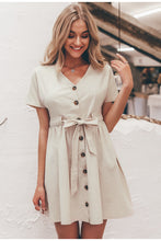 Load image into Gallery viewer, Women Cotton Linen Short Summer Dress (Simplee Korean Vestidos Dress®) - SAVE 50% TODAY ONLY