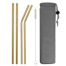 Load image into Gallery viewer, Deluxe Stainless Steel Straw® Set with cleaning brush (4 Pack/1 Set) Eco Friendly Reusable Drinking Straws - SAVE 50% TODAY ONLY
