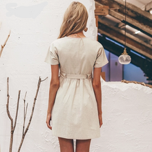 Load image into Gallery viewer, Women Cotton Linen Short Summer Dress (Simplee Korean Vestidos Dress®) - SAVE 50% TODAY ONLY