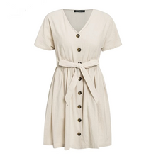 Load image into Gallery viewer, Women Cotton Linen Short Summer Dress (Simplee Korean Vestidos Dress®) - SAVE 50% TODAY ONLY