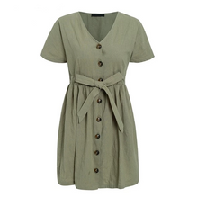 Load image into Gallery viewer, Women Cotton Linen Short Summer Dress (Simplee Korean Vestidos Dress®) - SAVE 50% TODAY ONLY