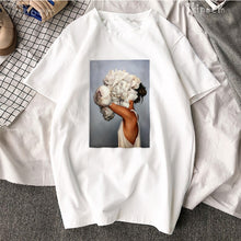 Load image into Gallery viewer, New Flowers-Feather Print, Women Cotton T-shirt (Harajuku Tees®) - SAVE 50% TODAY ONLY