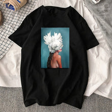 Load image into Gallery viewer, New Flowers-Feather Print, Women Cotton T-shirt (Harajuku Tees®) - SAVE 50% TODAY ONLY