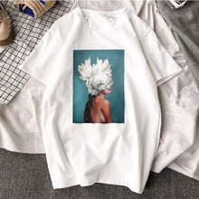 Load image into Gallery viewer, New Flowers-Feather Print, Women Cotton T-shirt (Harajuku Tees®) - SAVE 50% TODAY ONLY
