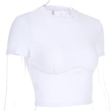 Load image into Gallery viewer, Chic White Slim Cropped Tee-Tops (Sweetown tops®) - SAVE 50% TODAY ONLY