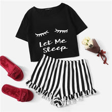 Load image into Gallery viewer, Graphics Tee &amp; Frilled Shorts Women Sleepwear Set (Sheiin®) - SAVE 50% TODAY ONLY