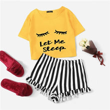 Load image into Gallery viewer, Graphics Tee &amp; Frilled Shorts Women Sleepwear Set (Sheiin®) - SAVE 50% TODAY ONLY