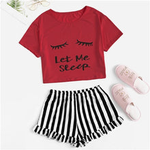 Load image into Gallery viewer, Graphics Tee &amp; Frilled Shorts Women Sleepwear Set (Sheiin®) - SAVE 50% TODAY ONLY