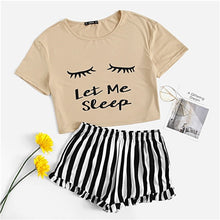 Load image into Gallery viewer, Graphics Tee &amp; Frilled Shorts Women Sleepwear Set (Sheiin®) - SAVE 50% TODAY ONLY