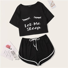 Load image into Gallery viewer, Graphics Tee &amp; Frilled Shorts Women Sleepwear Set (Sheiin®) - SAVE 50% TODAY ONLY